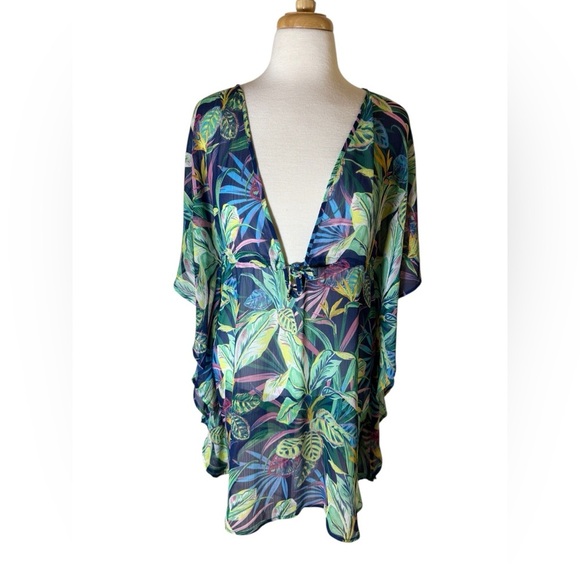 Blu Rod Beattie Tropical Floral Print Women's Swimsuit Cover-Up- Caftan-Size S - Picture 3 of 6
